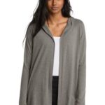 View image 1 of District Women's Perfect Tri Hooded Cardigan. DT156