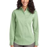 View image 1 of DISCONTINUED Port Authority Ladies Fine Stripe Stretch Poplin Shirt. L647
