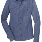 View image 2 of DISCONTINUED Port Authority Ladies Patch Pockets Denim Shirt. L652