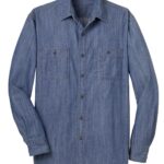 View image 2 of DISCONTINUED Port Authority Patch Pockets Denim Shirt. S652