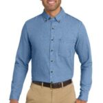 View image 1 of Port & Co Long Sleeve Value Denim Shirt. SP10