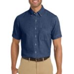 View image 1 of Port & Co Short Sleeve Value Denim Shirt. SP11